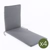 Pack 4 Cojines Para Tumbona De Exterior Olefin Color Gris | No Pierde Color | Desenfundable | Tamaño 196x60x5 Cm