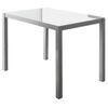 Mesa Cristal Blanca Cocina Rectangular Moderna Fija Salón Comedor Patas Gris 110x75x75