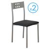 Pack 2 Sillas Cocina Color Negro Costa Patas Gris Estilo Moderno 86x47x41