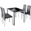 Mesa Cocina Negra Vidrio Cristal Salón Comedor Rectangular Moderna Patas Gris Fija 110x75x75