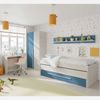 Pack Habitación Juvenil Azul Y Blanco Alpes Completo Infantil (cama Nido+estante+armario+escritorio) Con Somieres