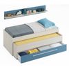 Pack Habitación Juvenil Azul Y Blanco Alpes Completo Infantil (cama Nido+estante+armario+escritorio) Con Somieres
