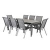 Conjunto Muebles Exterior | Mesa Extensible 200/300 Y 8 Sillones Apilables | Aluminio Color Antracita Y Cristal Color Taupé |