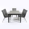 Conjunto Muebles Exterior | Mesa Extensible 200/300 Y 8 Sillones Apilables | Aluminio Color Antracita Y Cristal Color Taupé |