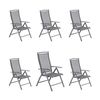 Pack De 6 Sillones Reclinables Para Exterior De Aluminio Antracita Y Textilene | Tamaño: 60x76x110 Cm |