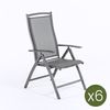 Pack De 6 Sillones Reclinables Para Exterior De Aluminio Antracita Y Textilene | Tamaño: 60x76x110 Cm |