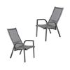 Pack De 2 Sillones De Terraza | Apilable | Reclinable Con Sistema Hidráulico | Aluminio Color Antracita Y Textilene Plata Y Negro |