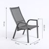 Pack De 2 Sillones De Terraza | Apilable | Reclinable Con Sistema Hidráulico | Aluminio Color Antracita Y Textilene Plata Y Negro |