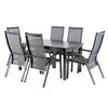 Conjunto Exterior Mesa Extensible 152/210 Cm Y 6 Sillones Reclinables Y Apilables, Aluminio Color Antracita, 6 Plazas