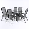 Conjunto Exterior Mesa Extensible 152/210 Cm Y 6 Sillones Reclinables Y Apilables, Aluminio Color Antracita, 6 Plazas