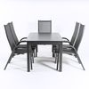 Conjunto Exterior Mesa Extensible 152/210 Cm Y 6 Sillones Reclinables Y Apilables, Aluminio Color Antracita, 6 Plazas