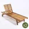 Pack 2 Tumbonas Para Jardín Con Ruedas | Madera Teca Grado A | Reclinable | Tamaño: 65x200x35 Cm