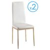 Pack 2 Sillas Comedor Blanco Polipiel Estructura Metalica Efecto Madera Estilo Moderno 98x42x48 Cm