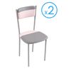 Pack 2 Sillas Cocina Comedor Rosa Y Gris Estilo Moderno Economicas Metal Y Poliuretano 89x43x45