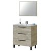 Mueble Baño Athena Aseo 3 Cajones Roble Alaska Espejo Industrial 80x45 Cm Con Lavamanos Cerámico