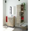 Pack De Baño Aseo Color Roble Alaska Con Mueble, Espejo, Lavabo Y Columna Industrial Lavabo Incluido