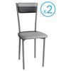 Pack 2 Sillas Cocina Comedor Sarín Color Negro Y Gris Salón Estilo Moderno Poliuterano Mueble