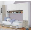 Cama Tidy Con Cajones Habitación Infantil Juvenil Color Blanco Y Arcilla Dormitorio Mueble 90x200 Cm