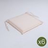 Pack De 6 Cojines Para Sillas De Jardín Estándar Beige, Desenfundable, Tamaño 40x42x3 Cm