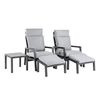 Conjunto De Jardín Relax, 2 Sillones Reclinables + 2 Reposapiés + Mesita Auxiliar, Aluminio Reforzado Color Antracita, Cojines Color Gris