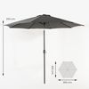 Parasol Para Jardín De Aluminio Con Funda | Mástil Central | Salida De Viento | Tela Gramaje 200 Gr Color Gris | Redondo 300 Cm