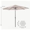 Parasol De Aluminio Con Funda, Mástil Central, Redondo 300 Cm, Salida De Viento, Tela Gramaje 200 Gr Color Gris Claro