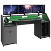 Mesa Gaming Grande 180 Cm Set-up Color Gris 1 Cajón 1 Armario Con Led Gamer Escritorio Ordenador 98x180x67 Cm