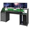 Mesa Gaming Grande 180 Cm Set-up Color Gris 1 Cajón 1 Armario Con Led Gamer Escritorio Ordenador 98x180x67 Cm