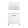 Pack Muebles De Baño Color Blanco Brillo Estilo Moderno (mueble Baño + Espejo + Columna + Lavabo Cerámico)