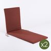 Pack 2 Cojines Para Tumbona De Exterior Estándar Olefin Color Rojo, Tamaño 196x60x5 Cm, No Pierde Color, Desenfundable