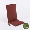 Pack 6 Cojines Para Sillón De Jardín Reclinable Olefin Rojo, Tamaño 109x42x4 Cm, Desenfundable