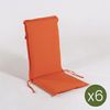 Pack 6 Cojines Para Sillón De Jardín Reclinable Estándar Naranja, Tamaño 109x42x4 Cm, Desenfundable