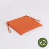 Pack 2 Cojines Asiento Para Silla De Jardín Color Naranja, Tamaño 42x40x3 Cm, Repelente Al Agua, Desenfundable