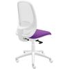 Silla De Oficina Andy Blanca - Tapizado Morado