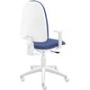 Silla De Escritorio Torino Blanca Con Reposabrazos - Tapizado Azul Claro