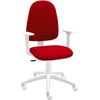 Silla De Escritorio Torino Blanca Con Reposabrazos - Tapizado Rojo