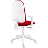 Silla De Escritorio Torino Blanca Con Reposabrazos - Tapizado Rojo