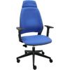 Silla De Oficina Ergonómica 4u Tapizada Con Cabezal Y Reposabrazos - Tapizado Azul Claro