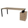 Mesa Escritorio Con Cajonera Estructura Metálica Negra 75x180x80cm Roble Ofilike