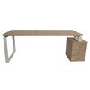 Mesa Escritorio Con Cajonera Estructura Metálica Blanca 75x180x80cm Roble Ofilike