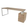 Mesa Escritorio Con Cajonera Estructura Metálica Blanca 75x180x80cm Roble Ofilike