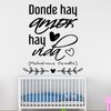 Vinilo Decorativo Pvc "donde Hay Amor Hay.." 90x60cm Negro