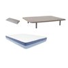 Pack Base Tapizada (patas Incluidas)+colchon Hr Basic Blue Visco+ Almohada De Regalo 135x180