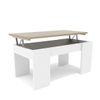 Mesa De Centro Elevable  45 X 90 X 50 Cm Blanca Tapa Roble