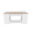 Mesa De Centro Elevable  45 X 90 X 50 Cm Blanca Tapa Roble