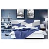 Cabecero De Cama 105, Tapizado En Polipiel Brooklyn Blanco-azul-plata Para Cama Juvenil/matrimonio, 105x70 Cm