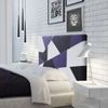 Cabecero De Cama 135, Tapizado Polipiel Brooklyn Blanco-negro-morado Para Cama Juvil/matrimonio, 135x70 Cm