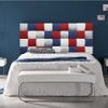 Cabecero De Cama 115, Tapizado En Polipiel Kansas Patchwork Azul-rojo-plata-blanco, Cama Juvenil, 115x70 Cm