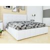 Cama Florence 101, Doble, Blanco, Cuero Ecológico, Somieres, 178x216x105cm