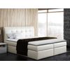 Cama Continental Baltimore 110, Doble, De Color Marrón Claro, Cuero Ecológico, Somieres